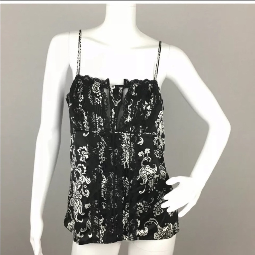 White House Black Market Lace Trim Silk Tank Cami